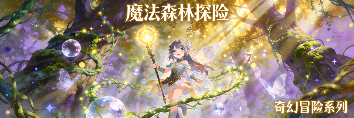 奇幻冒险动漫系列封面 - 魔法森林探险场景